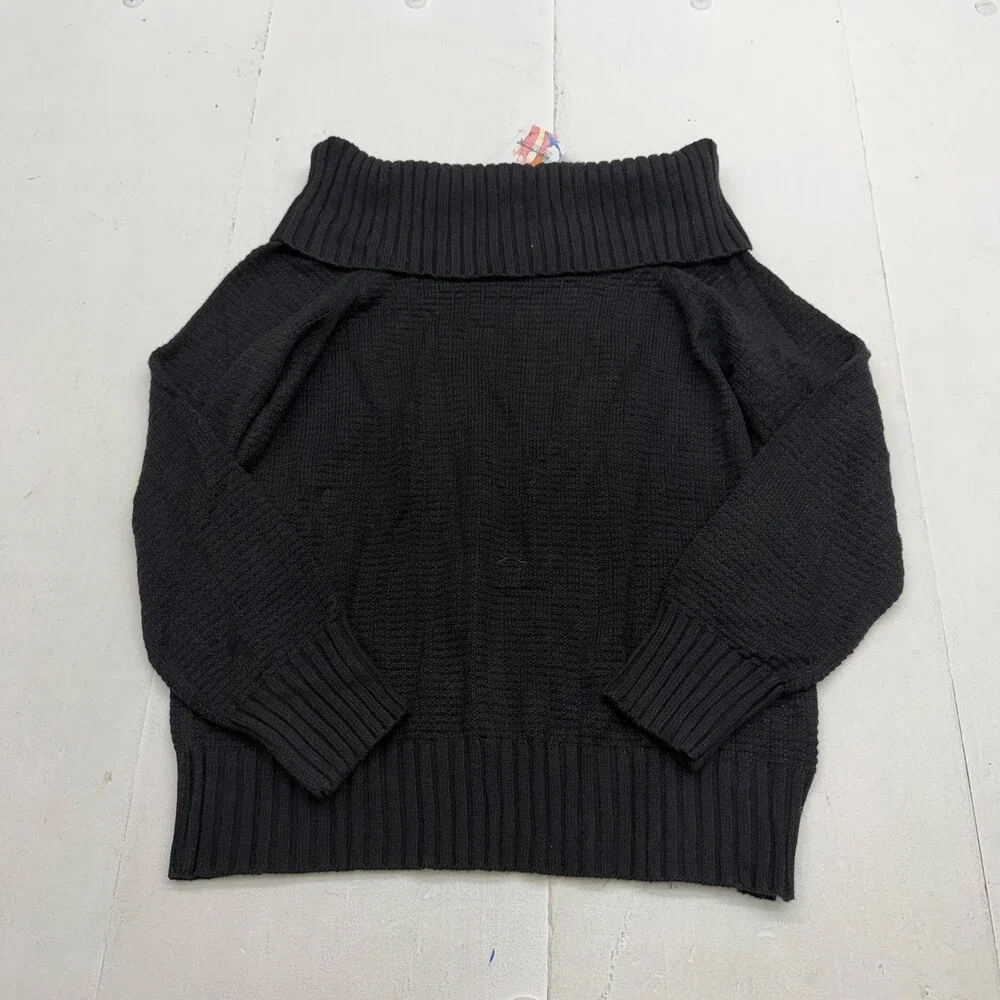 PrettyGarden Sweater Womens S Black Cowl Neck Long Sleeve Dolman Knit Pullover